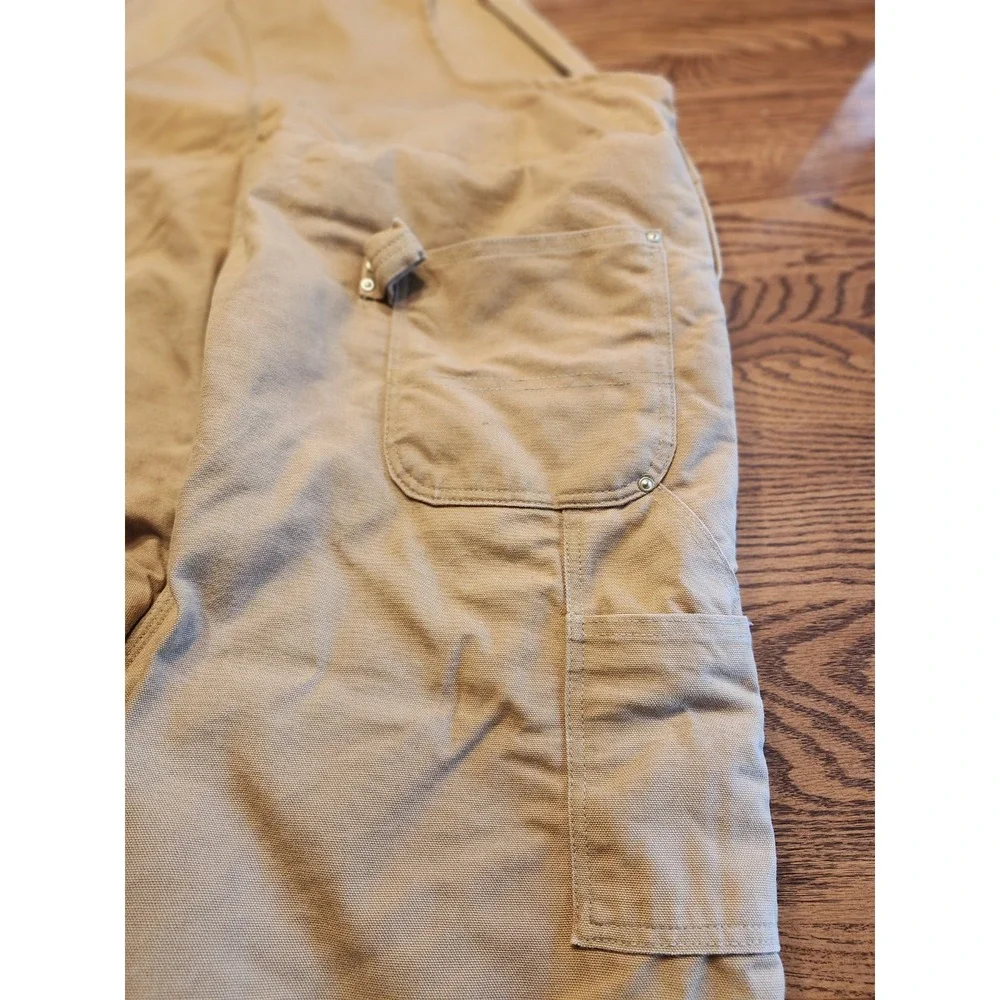 Carhartt Overalls‎ Mens 50x32 Quilt Lined Work Bib Pants R03 Brown Double Knees
